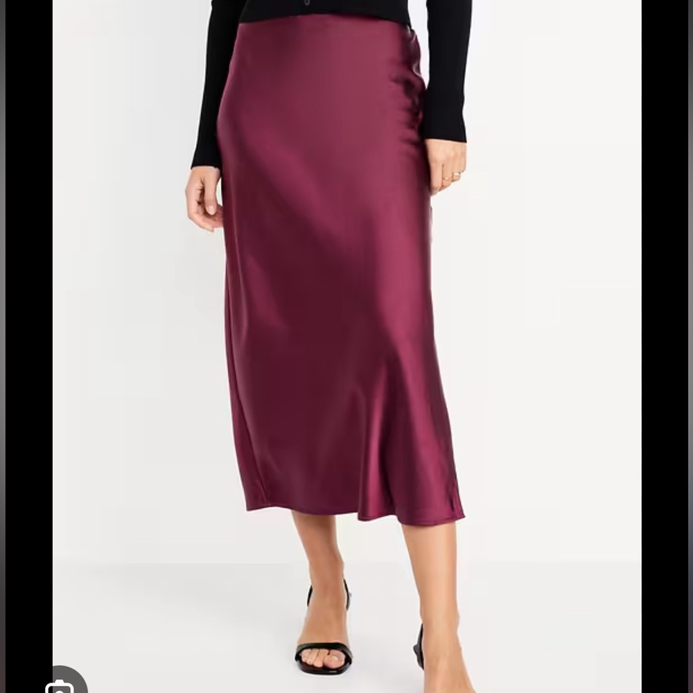 Satin Maxi Skirt in Burgundy